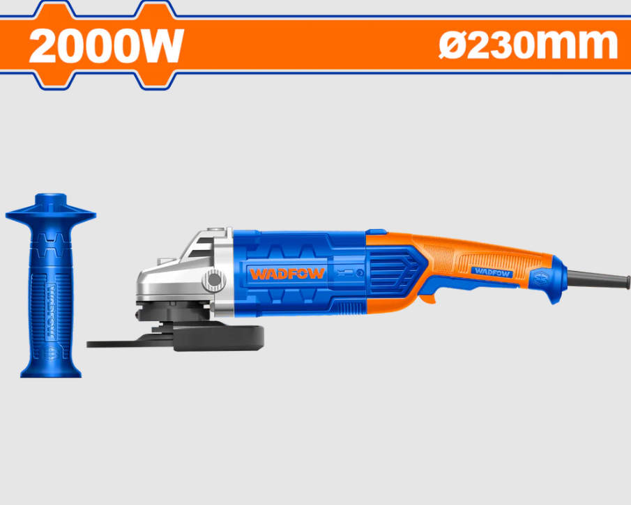 Polizor unghiular Wadfow, 2000W, 240V, 6500Rpm, diametru disc 230mm, include maner auxiliar