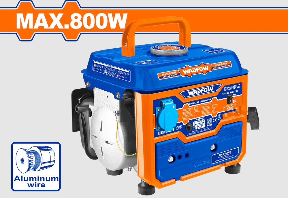 Generator pe benzina Wadfow, 2 timpi, monofazic, 800W, 63cc, autonomie 12h