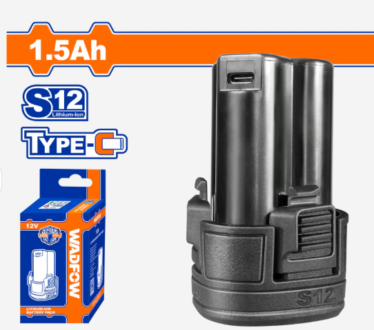 Acumulator Wadfow 12V, 1.5 Ah, Li-Ion, port incarcare USB tip-c, compatibil tuturor uneltelor S12