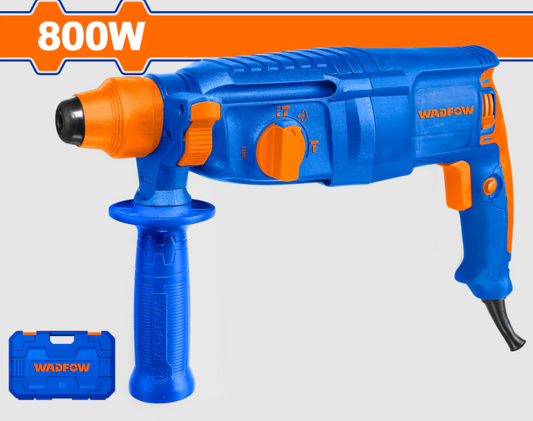 Ciocan rotopercutor Wadfow, 800W, 240V, 1100Rpm, 2.5J, 4000bpm, prindere SDS Plus, include 3 burghie, 2 dalti, geanta transport