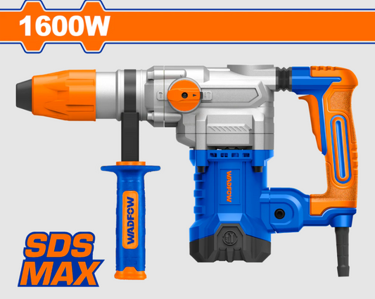 Ciocan rotopercutor pentru beton Wadfow, 1600W, 240V, 10J, 630Rpm, 3850bpm, prindere SDS Max, include 2 burghie si 2 dalti