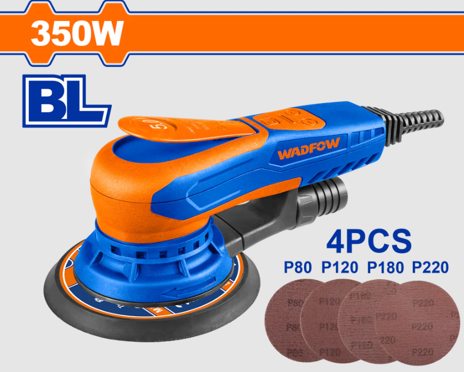 Masina de slefuit Wadfow pentru lemn si metal, 350W, 240V, 10000rpm, diametru suport slefuit 150mm, include 4 buc hartie abraziva