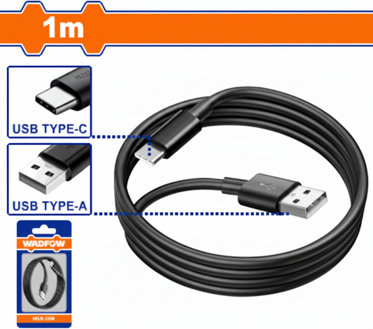 Cablu USB pentru acumulatori si incarcatoare Wadfow, tip A la tip C, 1m
